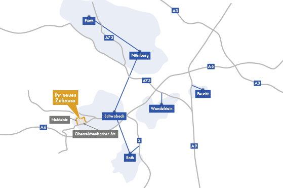 Karte Lage Neubauprojekt Immobilie Schwabach